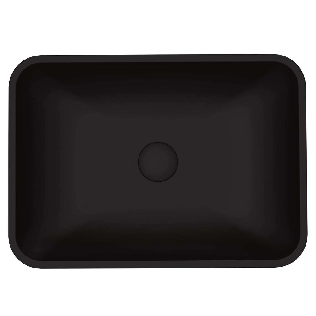 VIGO - Sottile Rectangular Glass Vessel Sink In Black Matte Shell Color Model# VG07110