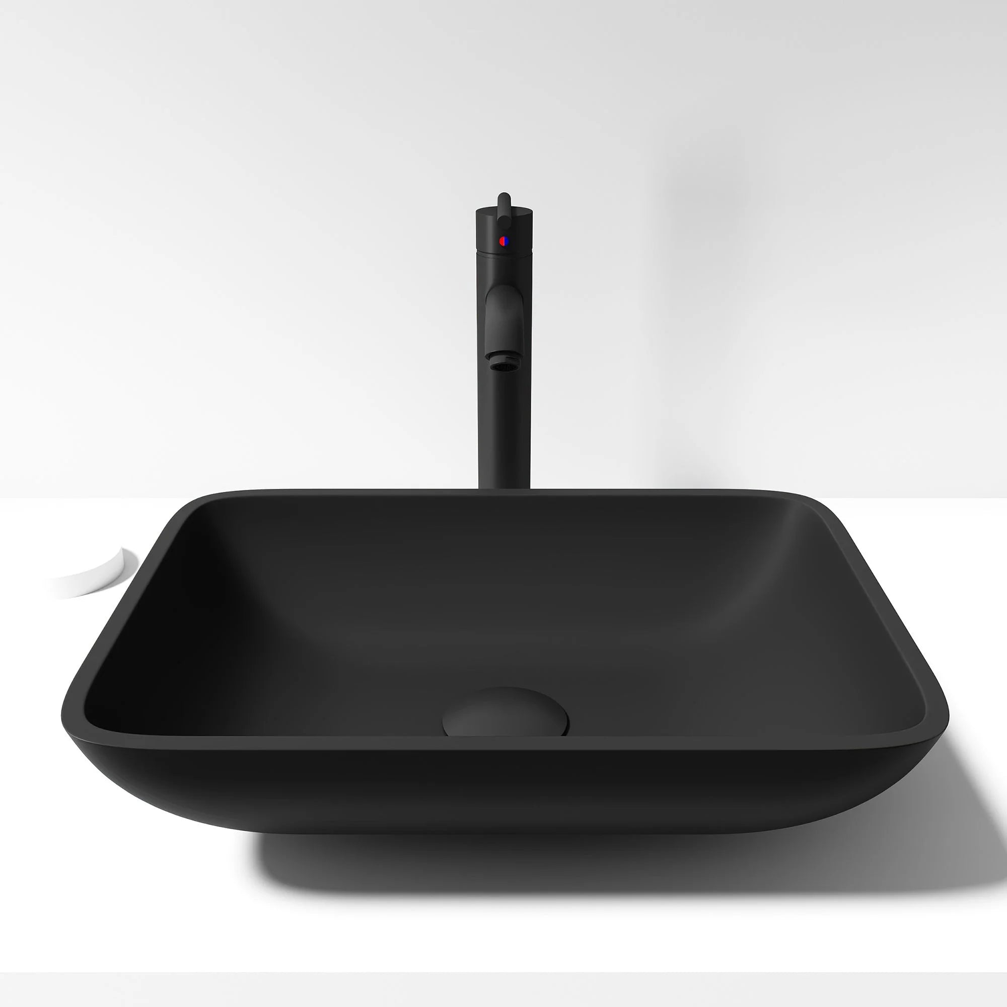 VIGO - Sottile Rectangular Glass Vessel Sink In Black Matte Shell Color Model# VG07110