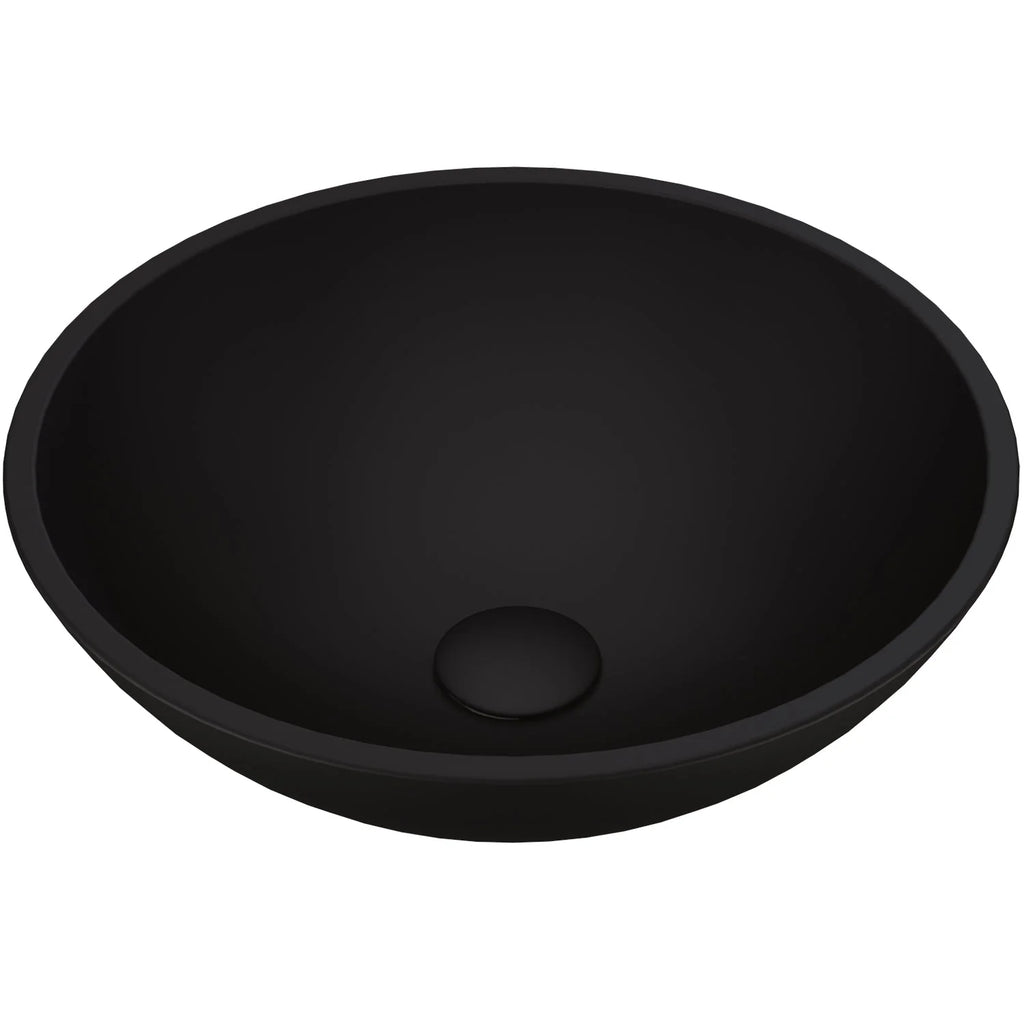 VIGO - Noma Matte Shell 15" Round Tempered Glass Vessel Sink In Matte Black Finish Model# VG07111