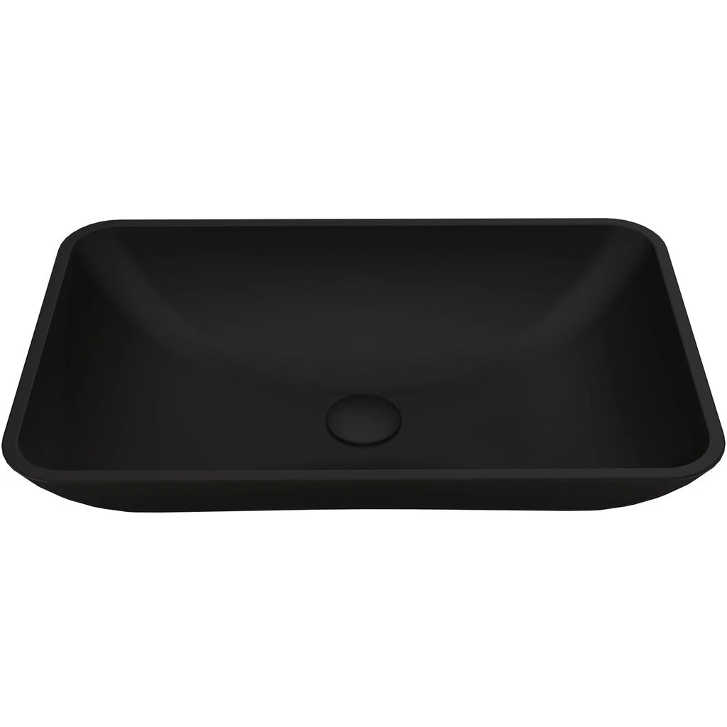 VIGO - Noma Matte Shell 22" Rectangular Tempered Glass Vessel Sink In Black Matte Shell Color Model# VG07112