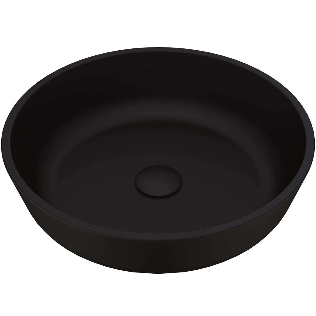 VIGO - Noma Matte Shell 17" Round Tempered Glass Vessel Sink In Matte Black Color Model# VG07113