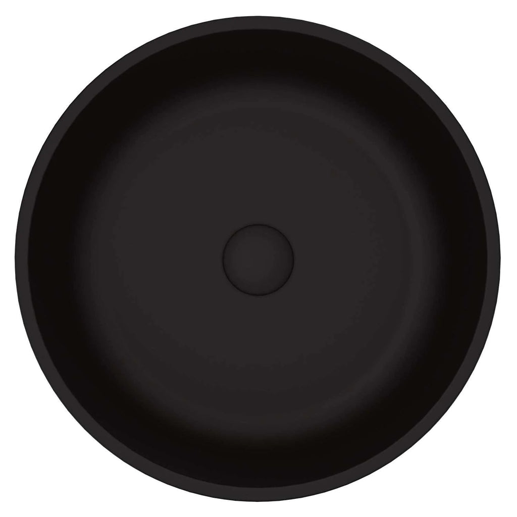 VIGO - Noma Matte Shell 17" Round Tempered Glass Vessel Sink In Matte Black Color Model# VG07113