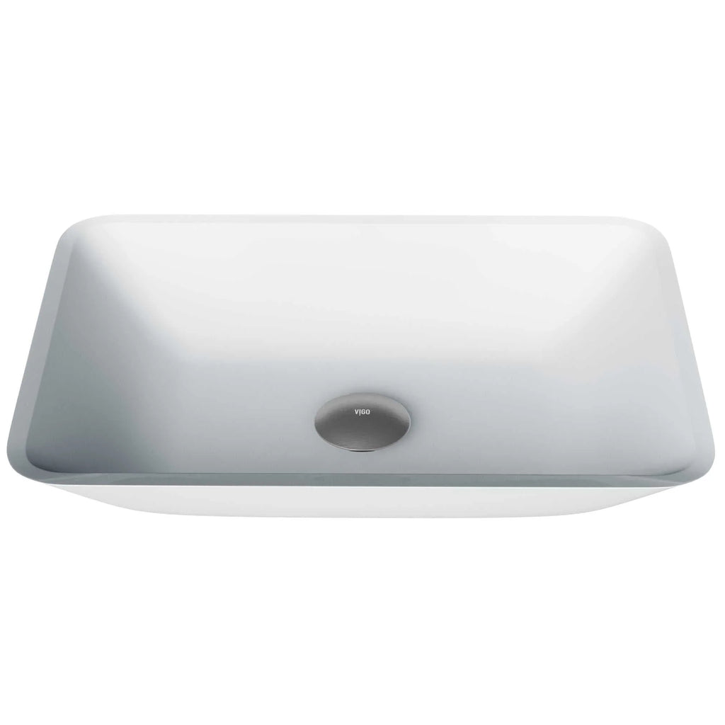 VIGO - Sottile Rectangular Glass Vessel Sink In White Matte Shell Color Model# VG07114