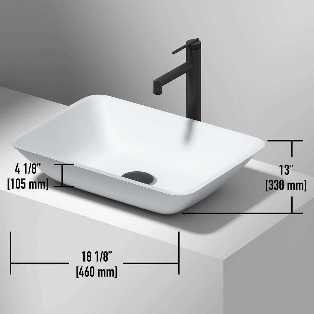 VIGO - Sottile Rectangular Glass Vessel Sink In White Matte Shell Color Model# VG07114