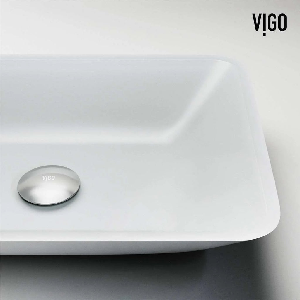 VIGO - Sottile Rectangular Glass Vessel Sink In White Matte Shell Color Model# VG07114