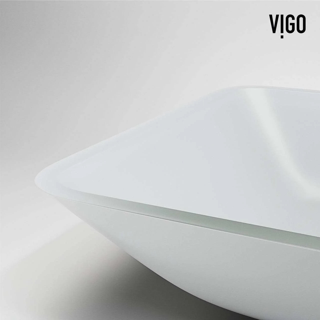 VIGO - Sottile Rectangular Glass Vessel Sink In White Matte Shell Color Model# VG07114