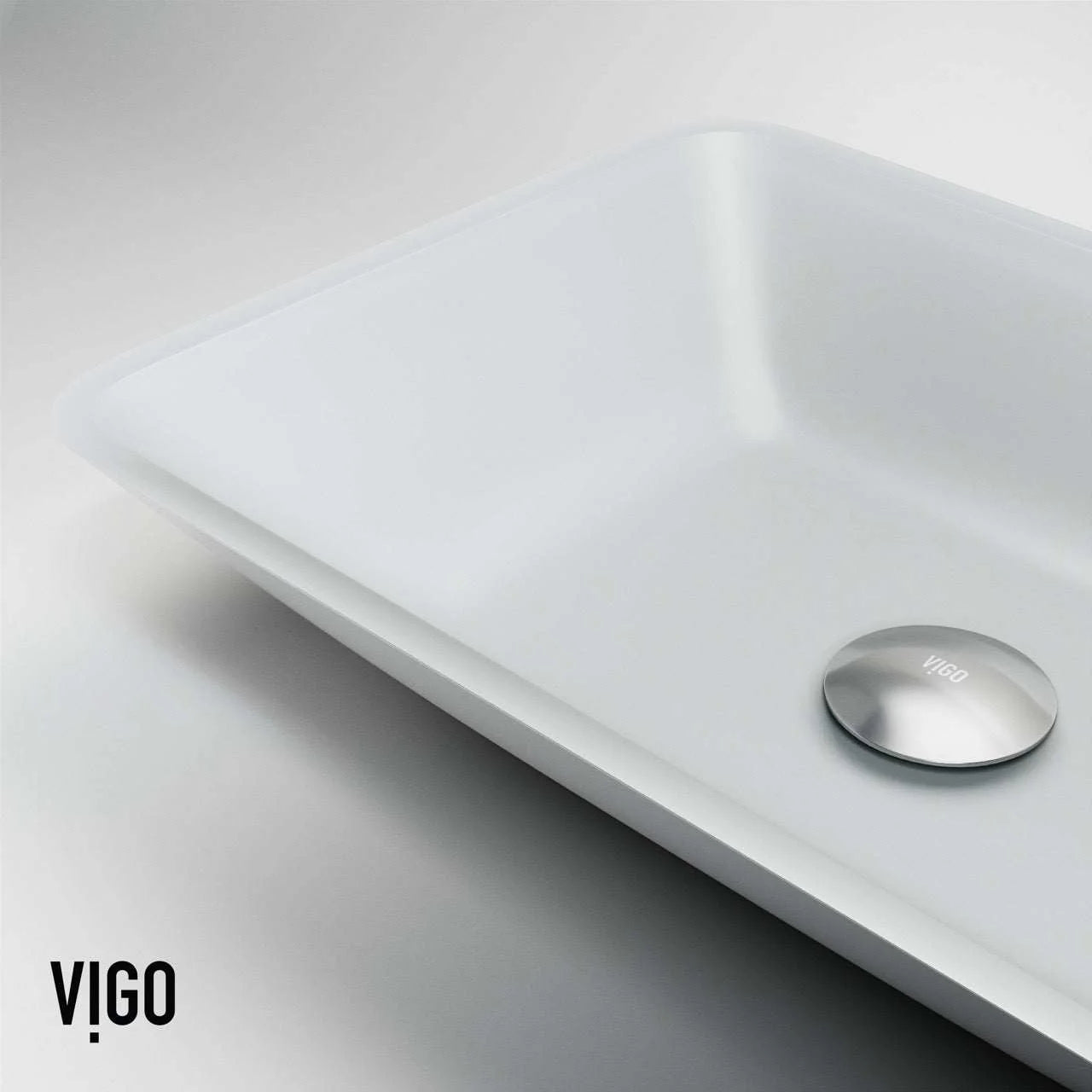 VIGO - Sottile Rectangular Glass Vessel Sink In White Matte Shell Color Model# VG07114