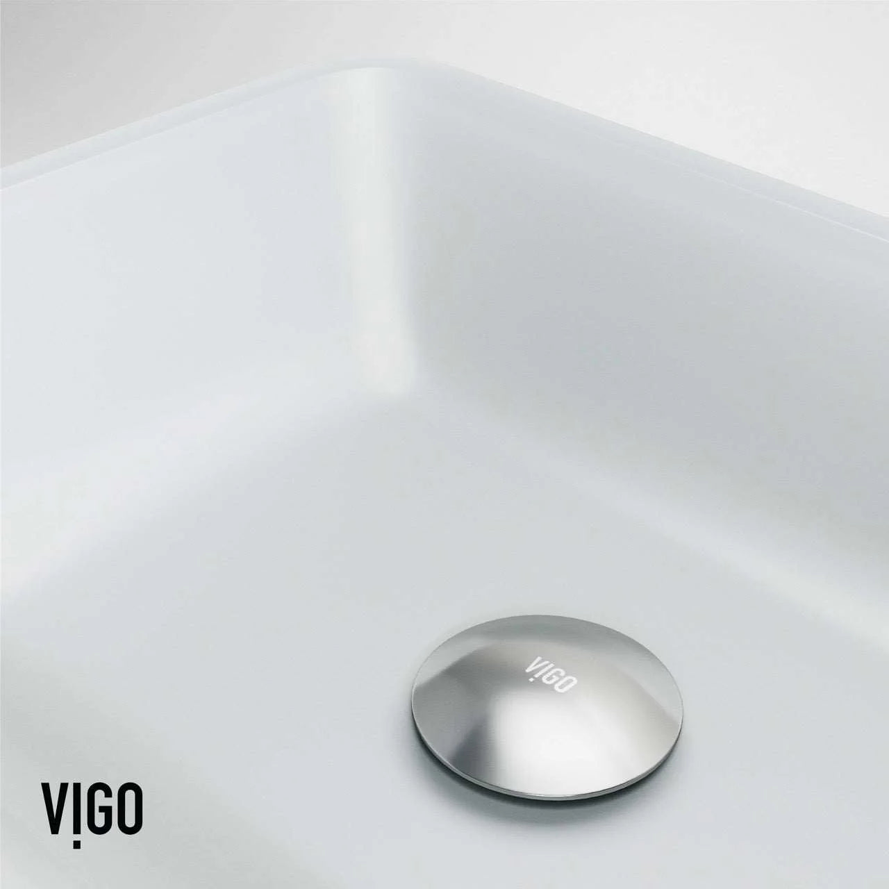 VIGO - Sottile Rectangular Glass Vessel Sink In White Matte Shell Color Model# VG07114
