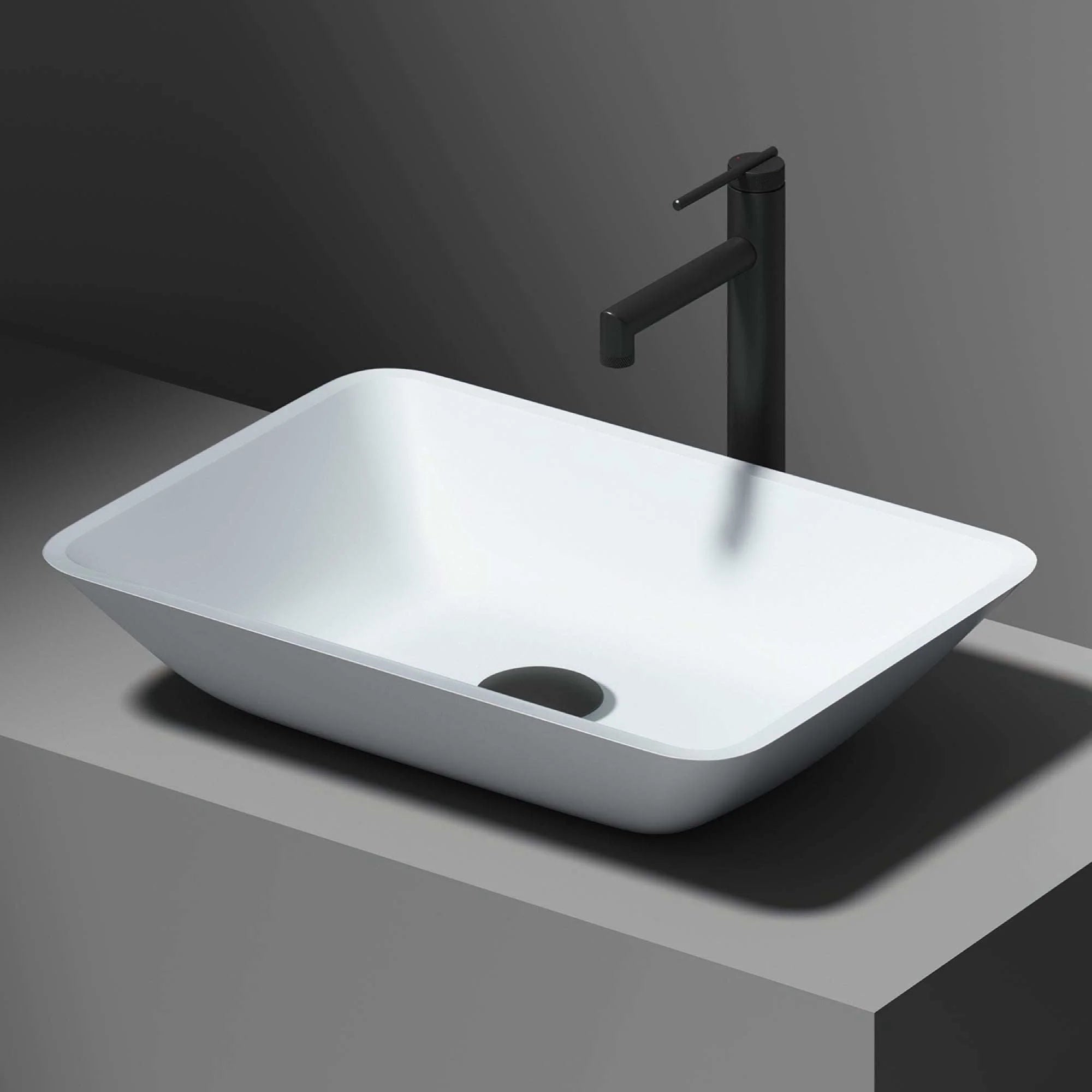 VIGO - Sottile Rectangular Glass Vessel Sink In White Matte Shell Color Model# VG07114