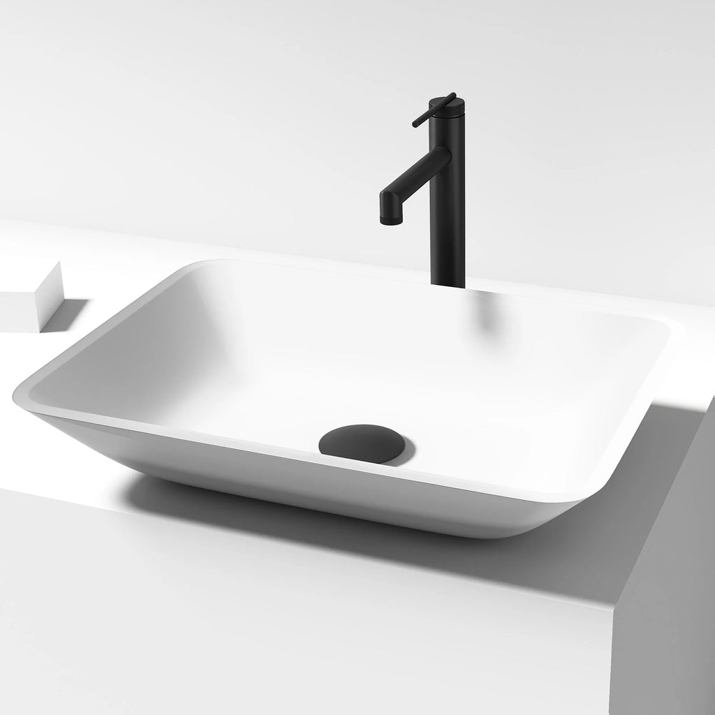 VIGO - Sottile Rectangular Glass Vessel Sink In White Matte Shell Color Model# VG07114