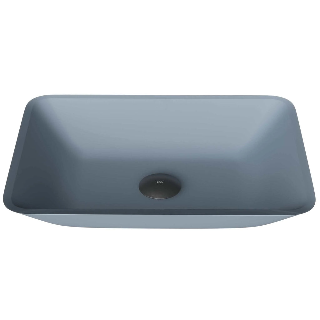 VIGO - Sottile Rectangular Glass Vessel Sink In Metallic Matte Shell Color Model# VG07116