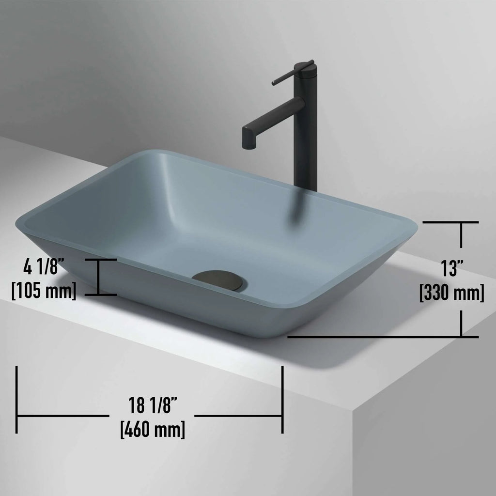 VIGO - Sottile Rectangular Glass Vessel Sink In Metallic Matte Shell Color Model# VG07116