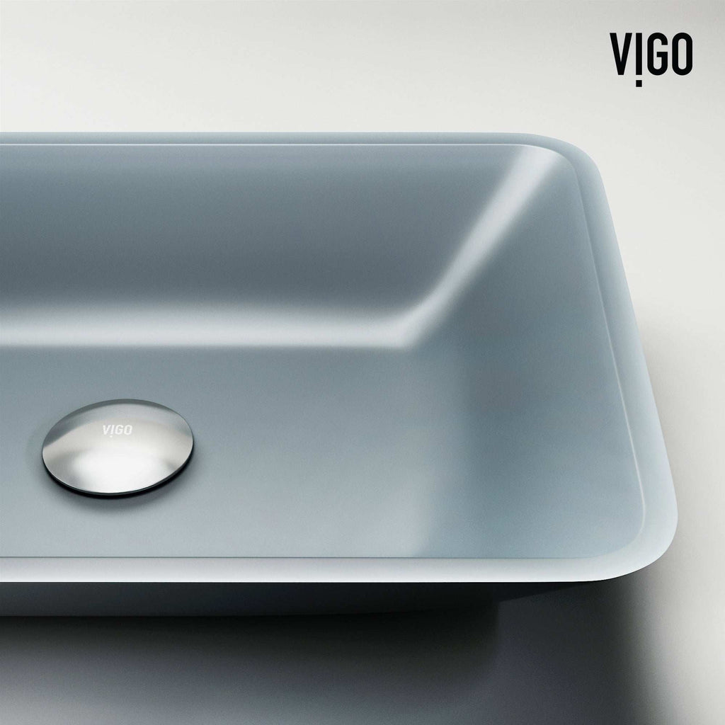 VIGO - Sottile Rectangular Glass Vessel Sink In Metallic Matte Shell Color Model# VG07116