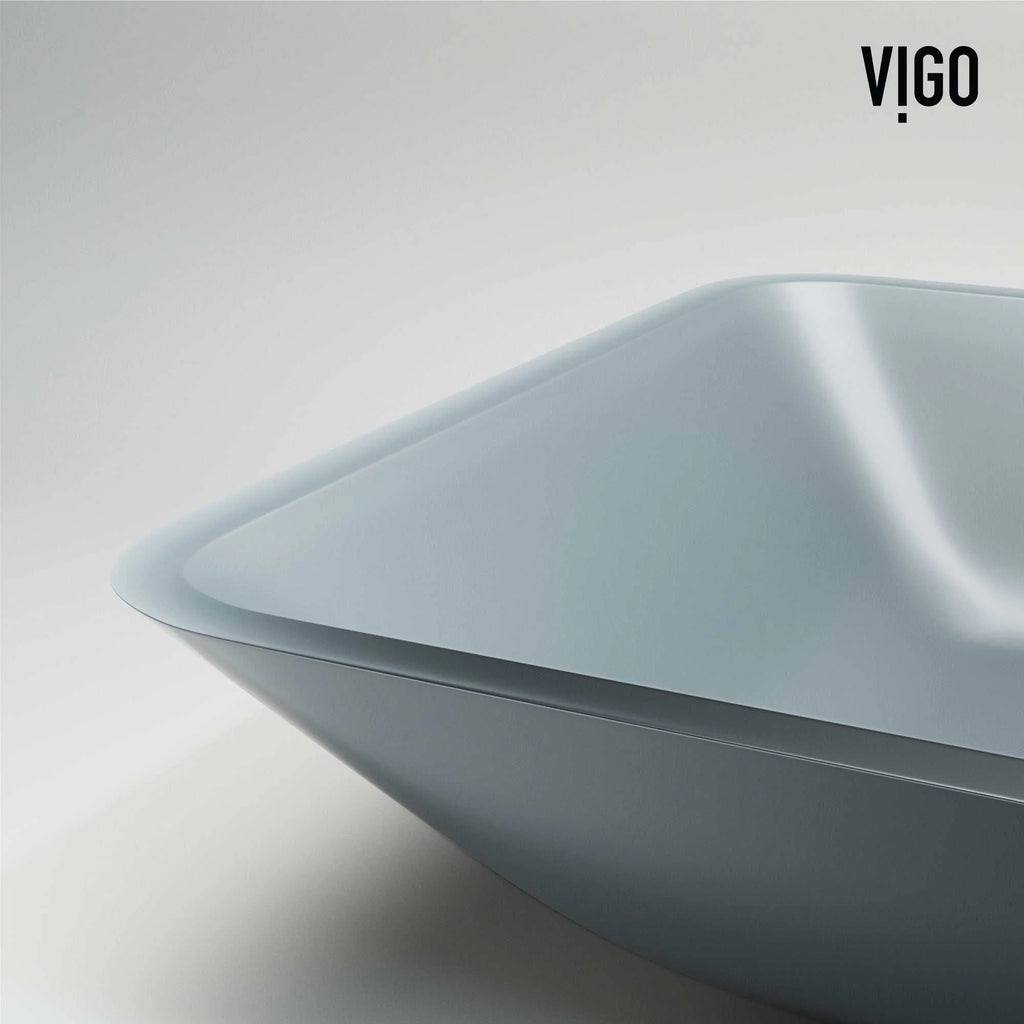 VIGO - Sottile Rectangular Glass Vessel Sink In Metallic Matte Shell Color Model# VG07116