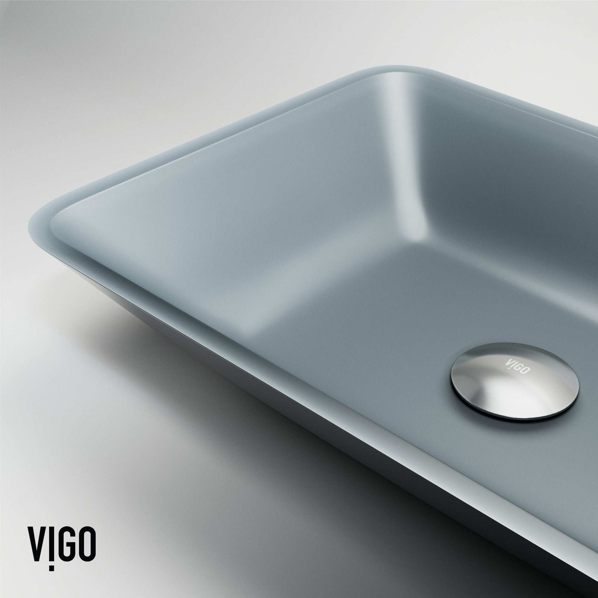 VIGO - Sottile Rectangular Glass Vessel Sink In Metallic Matte Shell Color Model# VG07116