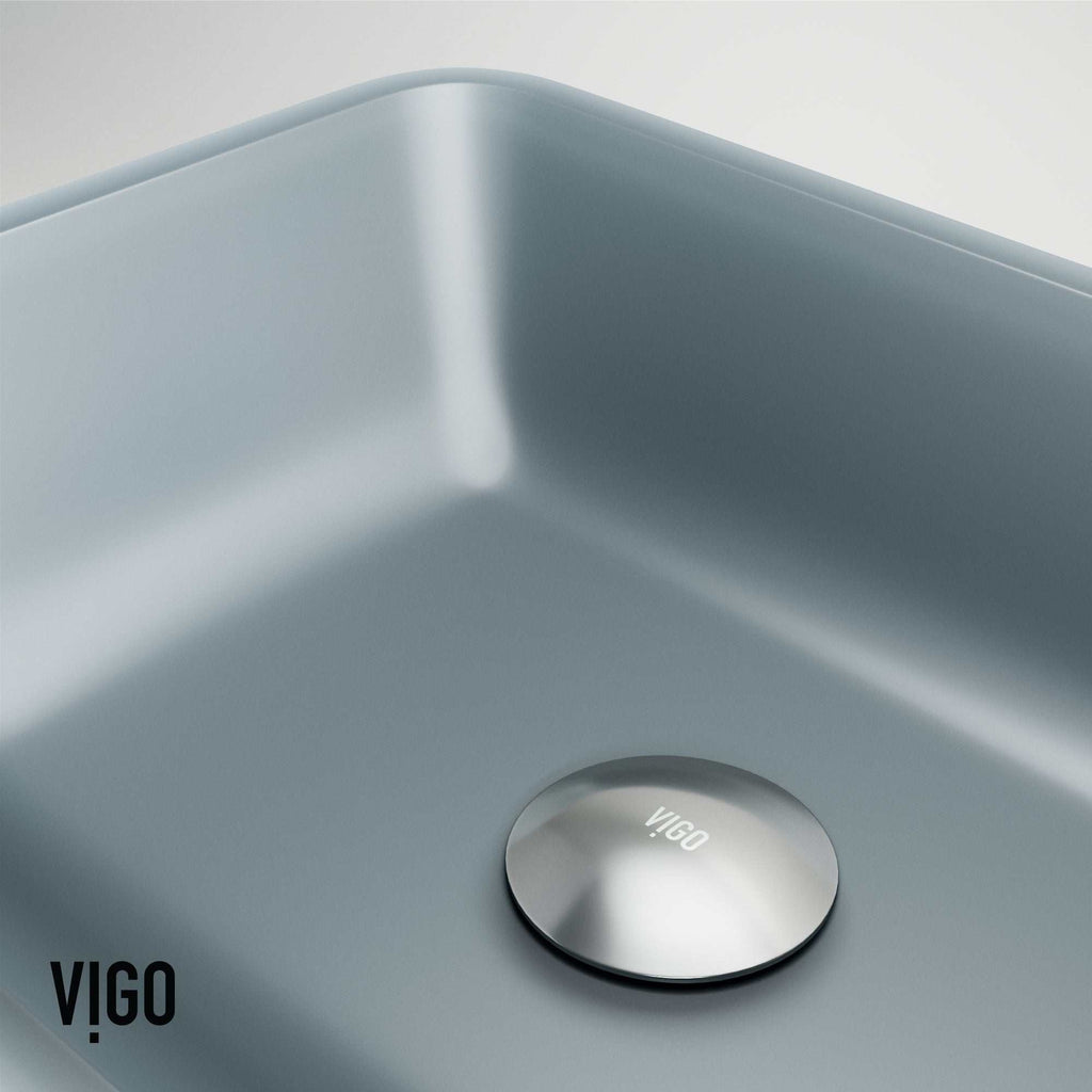 VIGO - Sottile Rectangular Glass Vessel Sink In Metallic Matte Shell Color Model# VG07116