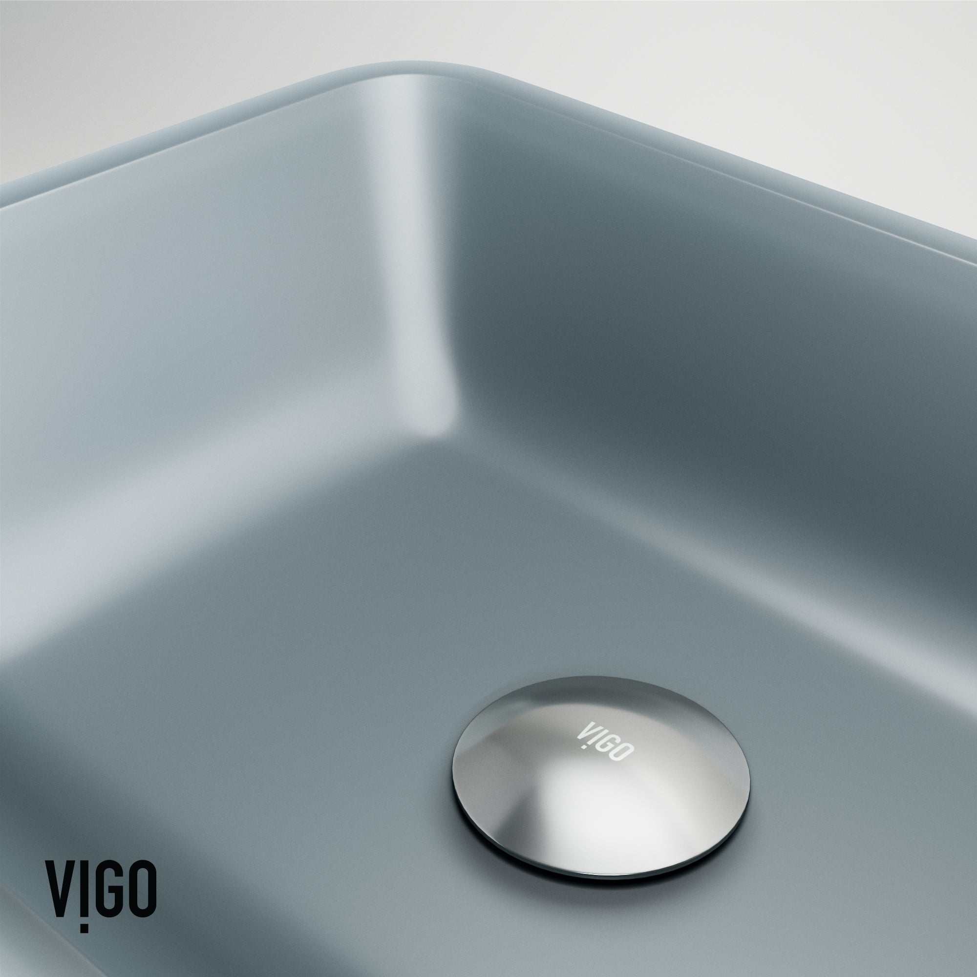 VIGO - Sottile Rectangular Glass Vessel Sink In Metallic Matte Shell Color Model# VG07116