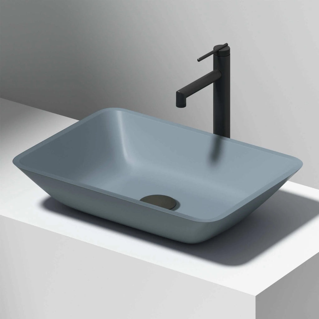 VIGO - Sottile Rectangular Glass Vessel Sink In Metallic Matte Shell Color Model# VG07116