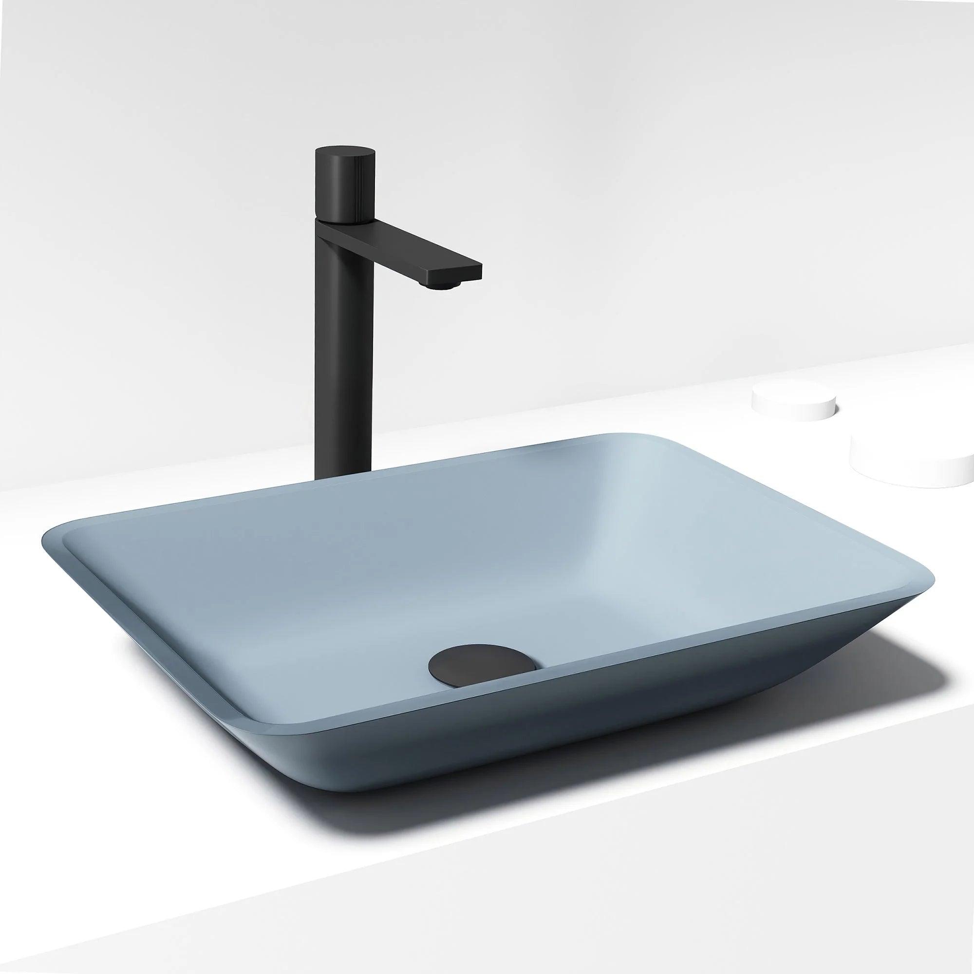 VIGO - Sottile Rectangular Glass Vessel Sink In Metallic Matte Shell Color Model# VG07116