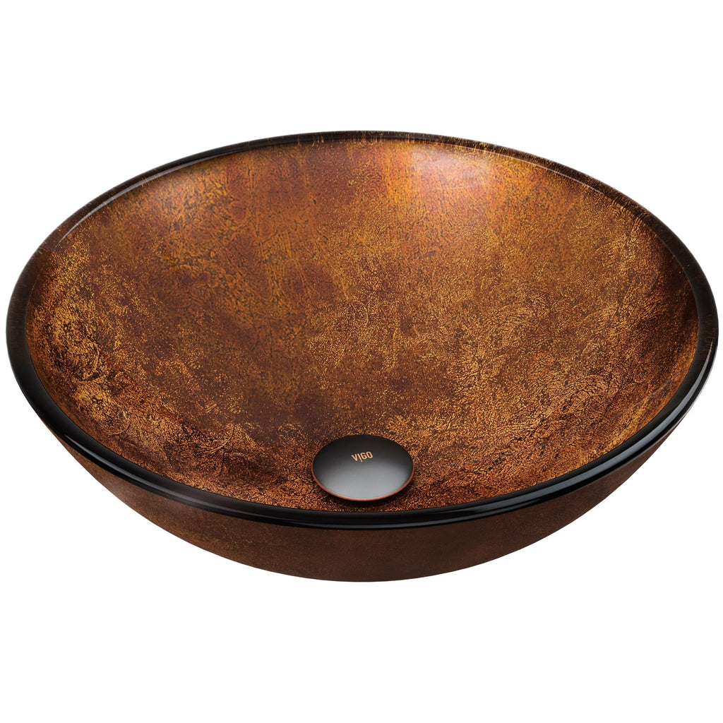 VIGO- Giovanni 17" Round Tempered Glass Vessel Sink In Russet Color Model# VG07505