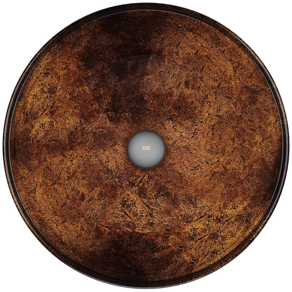 VIGO- Giovanni 17" Round Tempered Glass Vessel Sink In Russet Color Model# VG07505