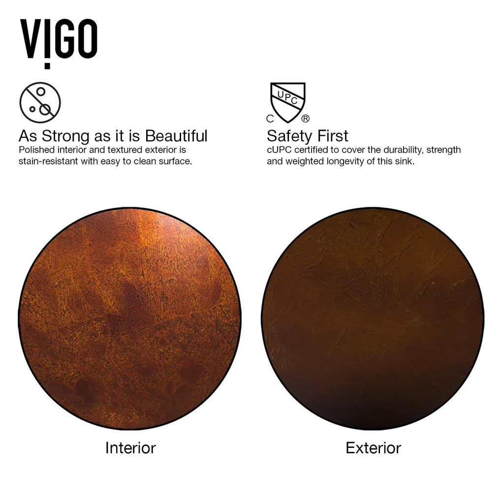 VIGO- Giovanni 17" Round Tempered Glass Vessel Sink In Russet Color Model# VG07505