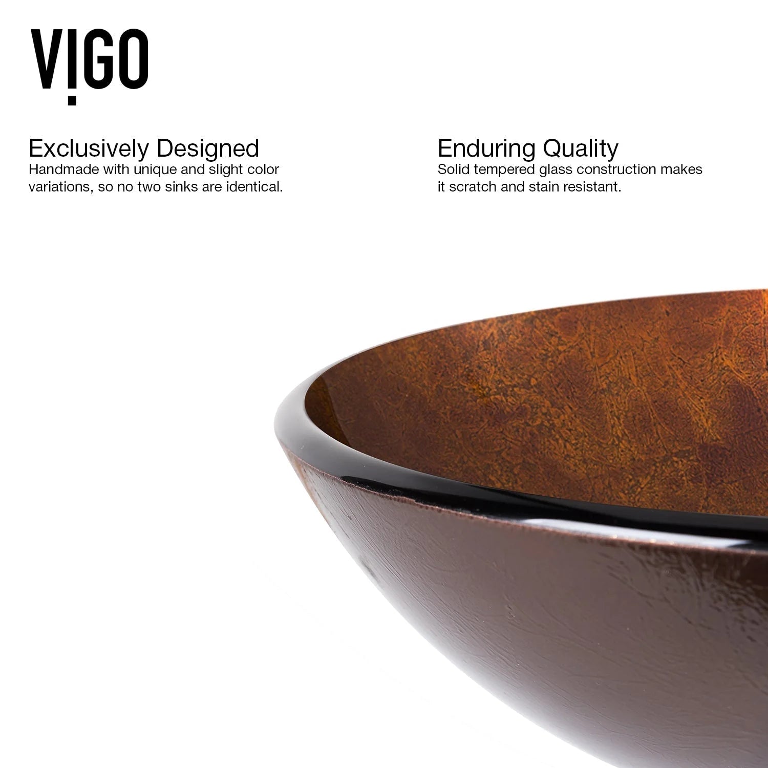 VIGO- Giovanni 17" Round Tempered Glass Vessel Sink In Russet Color Model# VG07505