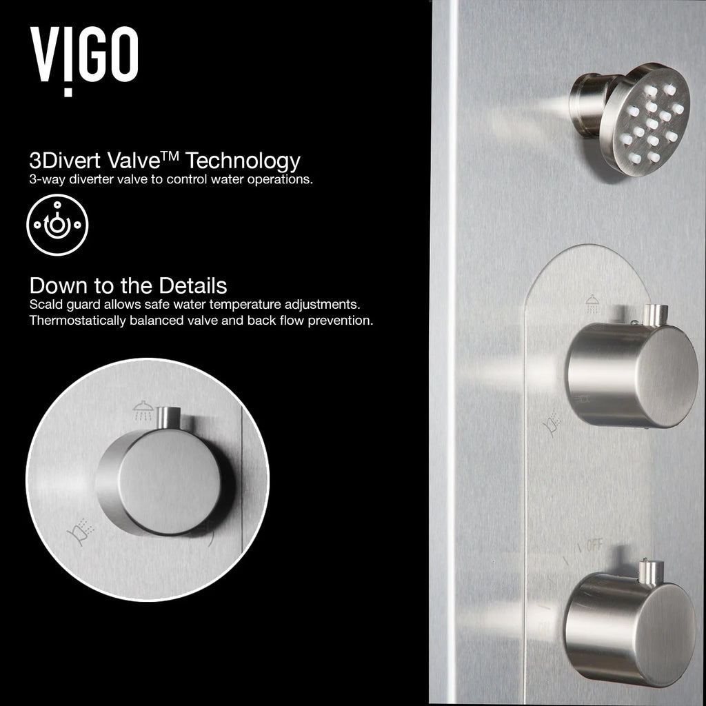 VIGO - Dilana 6-Jet Shower Panel System In Stainless Steel Finish Model# VG08001