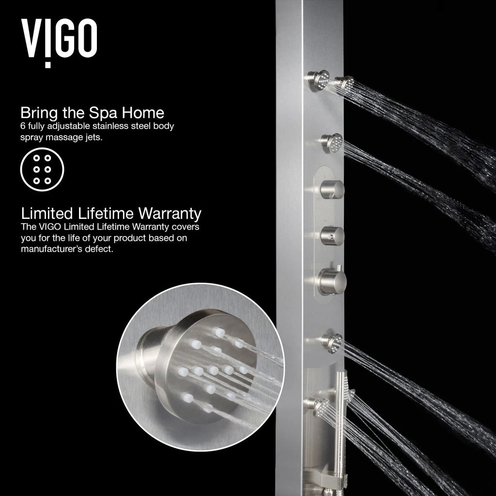 VIGO - Dilana 6-Jet Shower Panel System In Stainless Steel Finish Model# VG08001