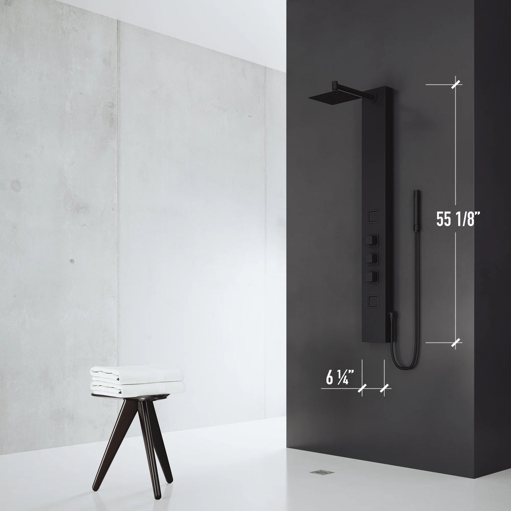 VIGO - Davidson Rector 2-Jet Shower Panel System In Matte Black Finish Model# VG08012MB