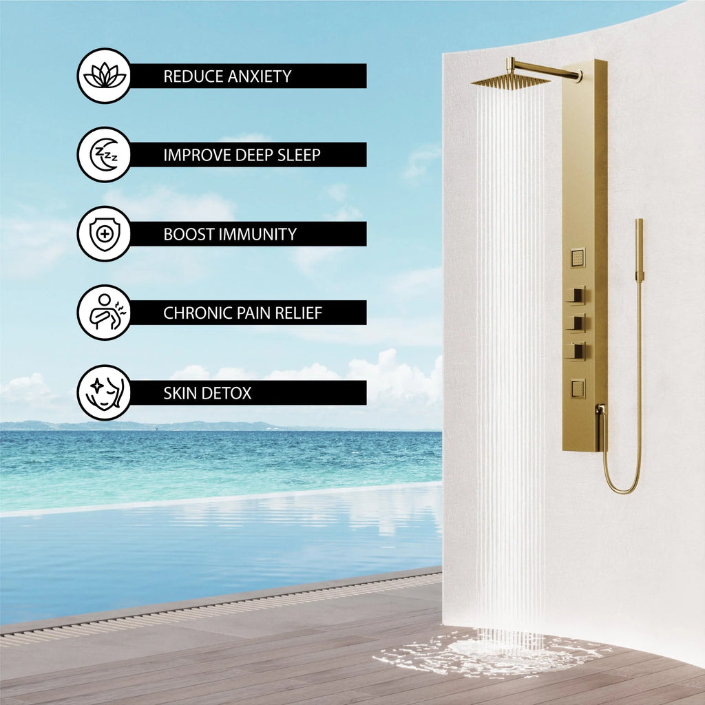 VIGO - Davidson Rector 2-Jet Shower Panel System In Matte Brushed Gold Finish Model# VG08012MG