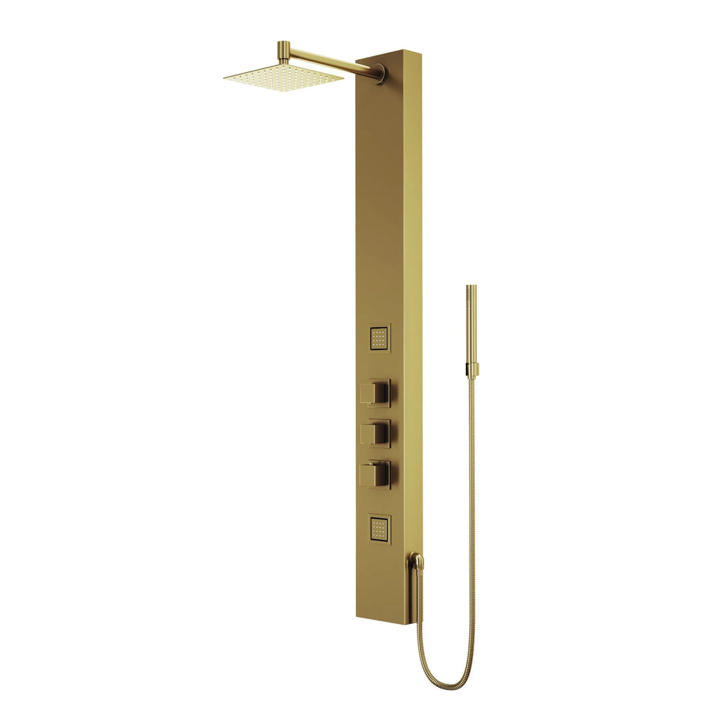 VIGO - Davidson Rector 2-Jet Shower Panel System In Matte Brushed Gold Finish Model# VG08012MG