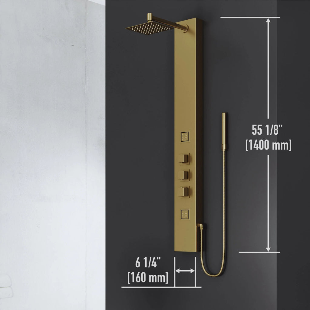 VIGO - Davidson Rector 2-Jet Shower Panel System In Matte Brushed Gold Finish Model# VG08012MG