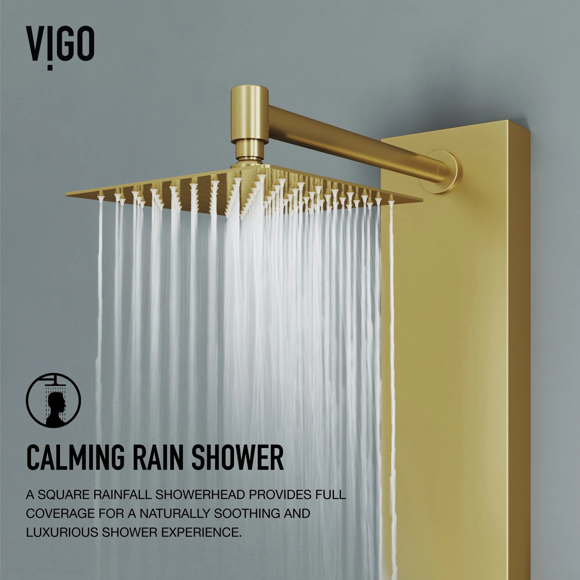 VIGO - Davidson Rector 2-Jet Shower Panel System In Matte Brushed Gold Finish Model# VG08012MG