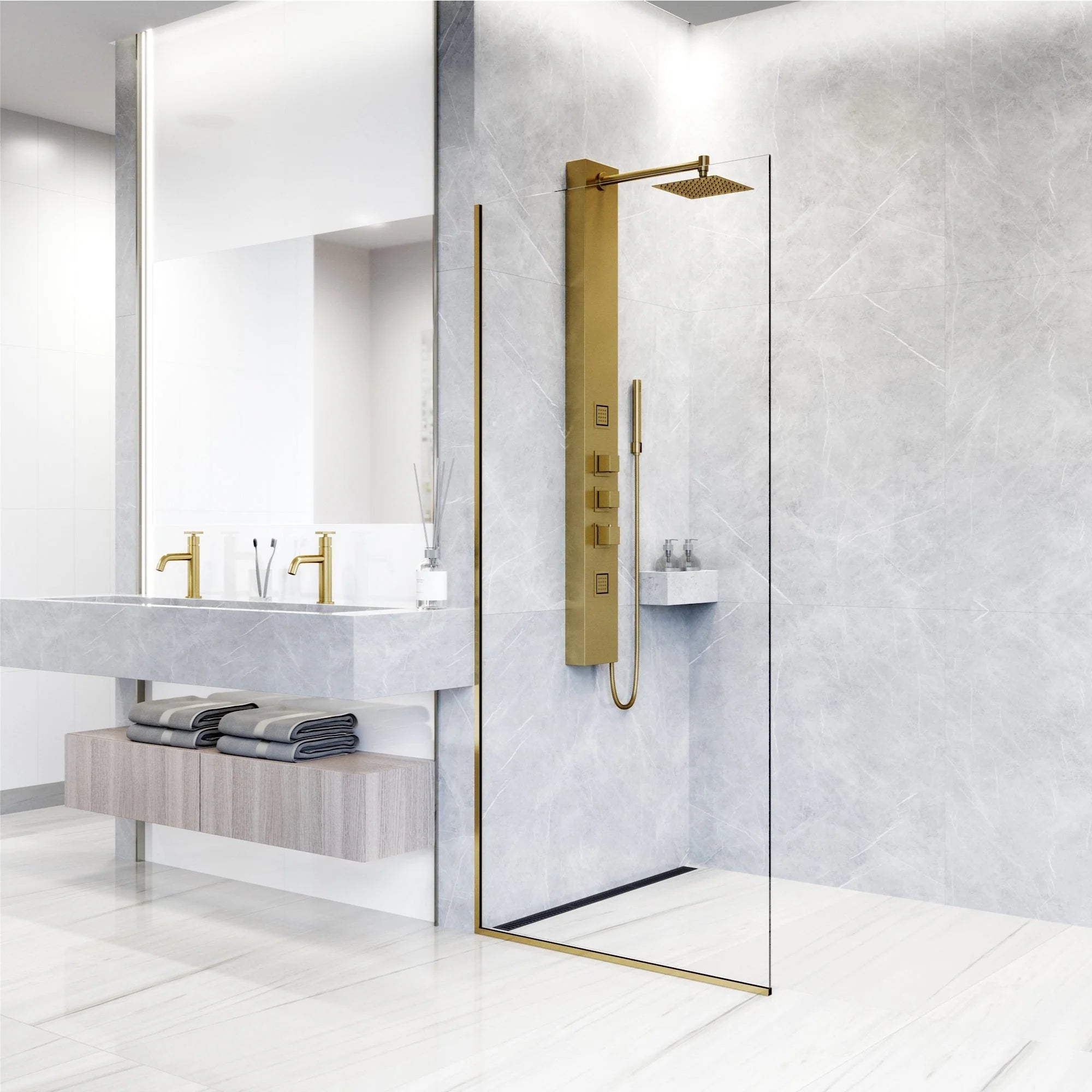 VIGO - Davidson Rector 2-Jet Shower Panel System In Matte Brushed Gold Finish Model# VG08012MG