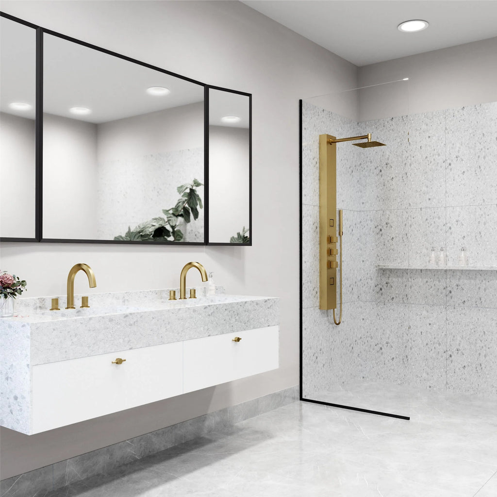 VIGO - Davidson Rector 2-Jet Shower Panel System In Matte Brushed Gold Finish Model# VG08012MG