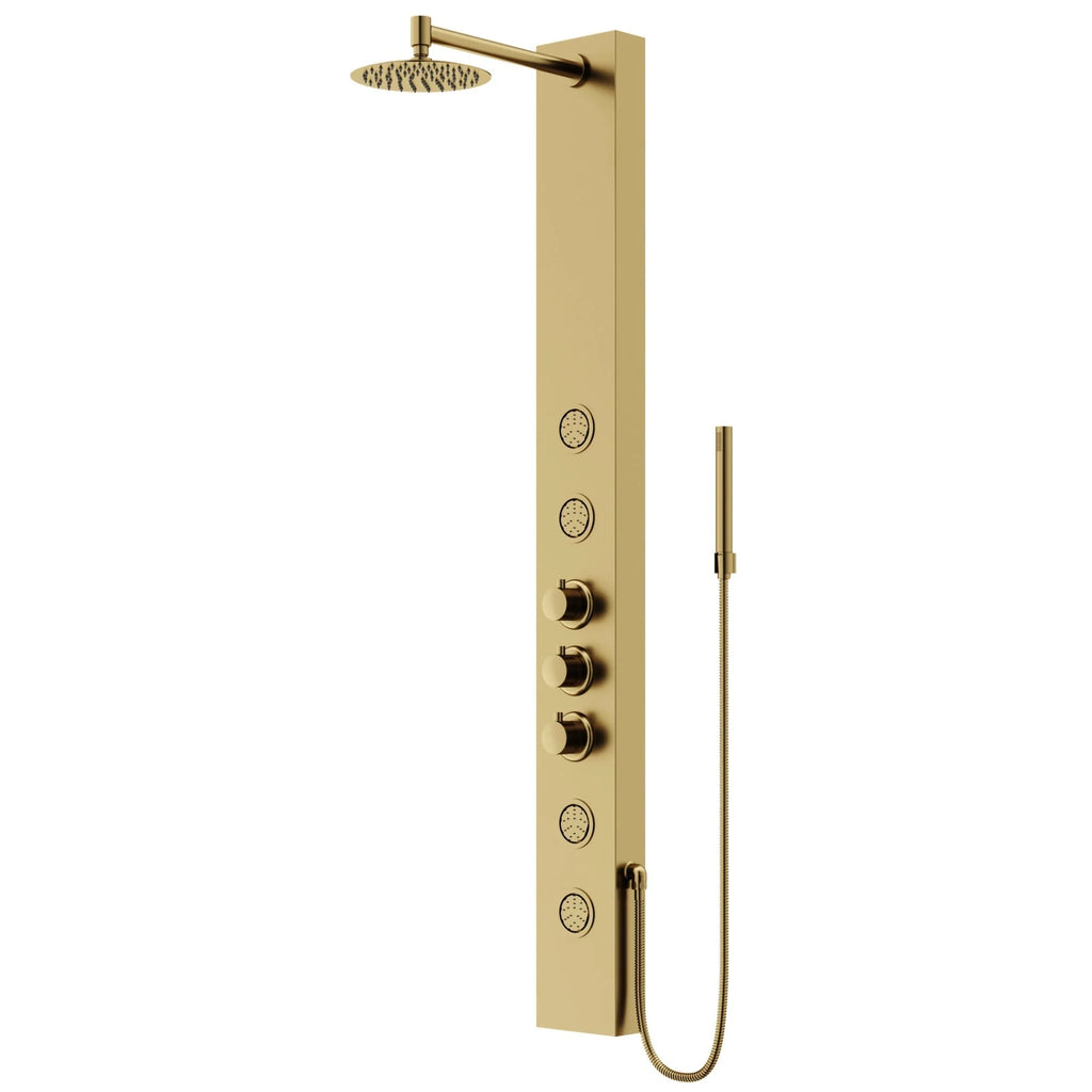 VIGO - Elan Ellington 4-Jet Shower Panel System In Matte Brushed Gold Model# VG08013MG