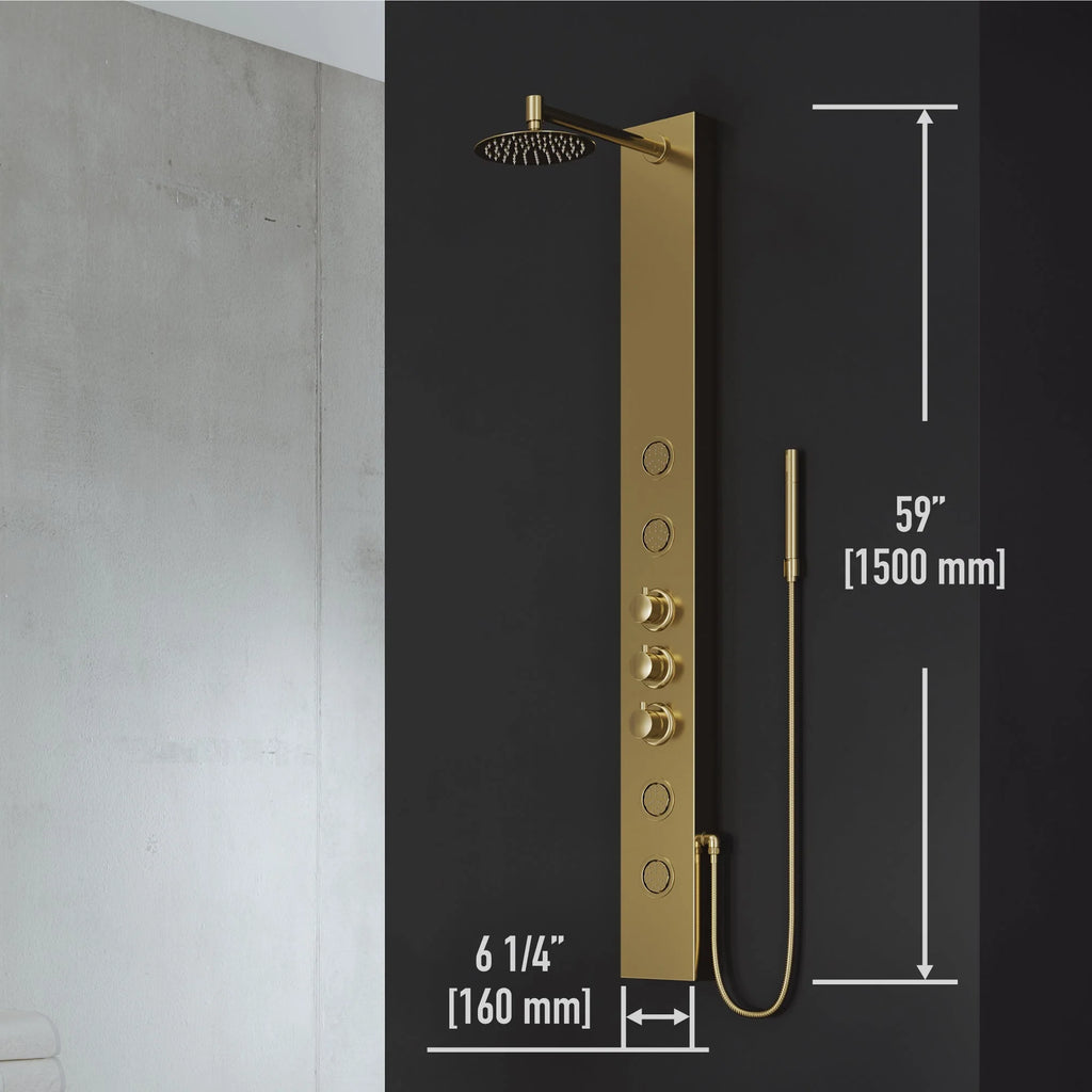 VIGO - Elan Ellington 4-Jet Shower Panel System In Matte Brushed Gold Model# VG08013MG