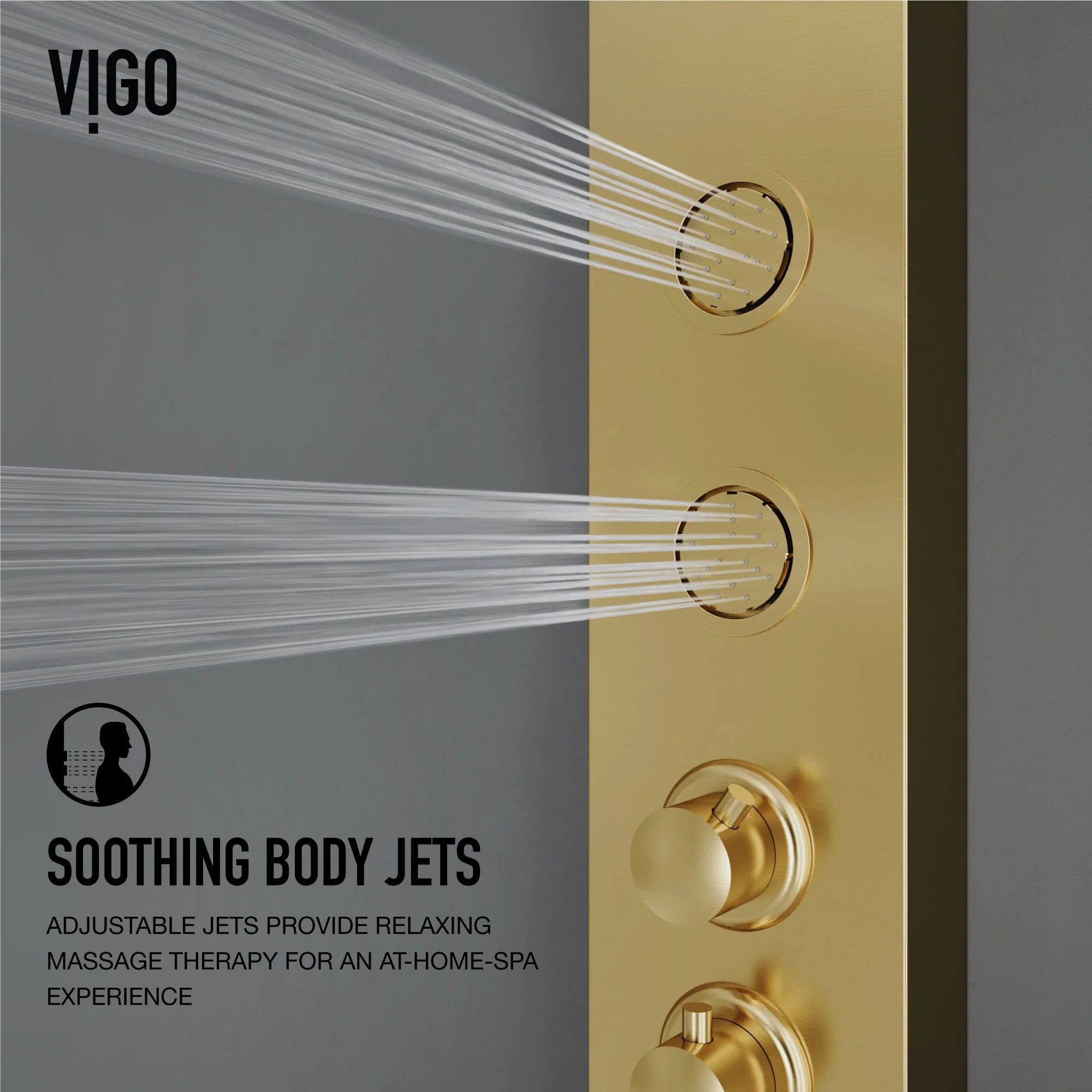 VIGO - Elan Ellington 4-Jet Shower Panel System In Matte Brushed Gold Model# VG08013MG
