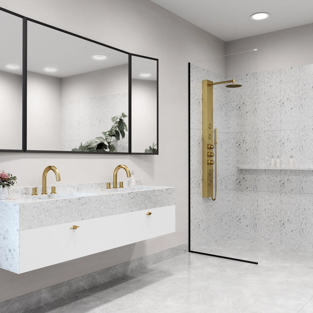 VIGO - Elan Ellington 4-Jet Shower Panel System In Matte Brushed Gold Model# VG08013MG