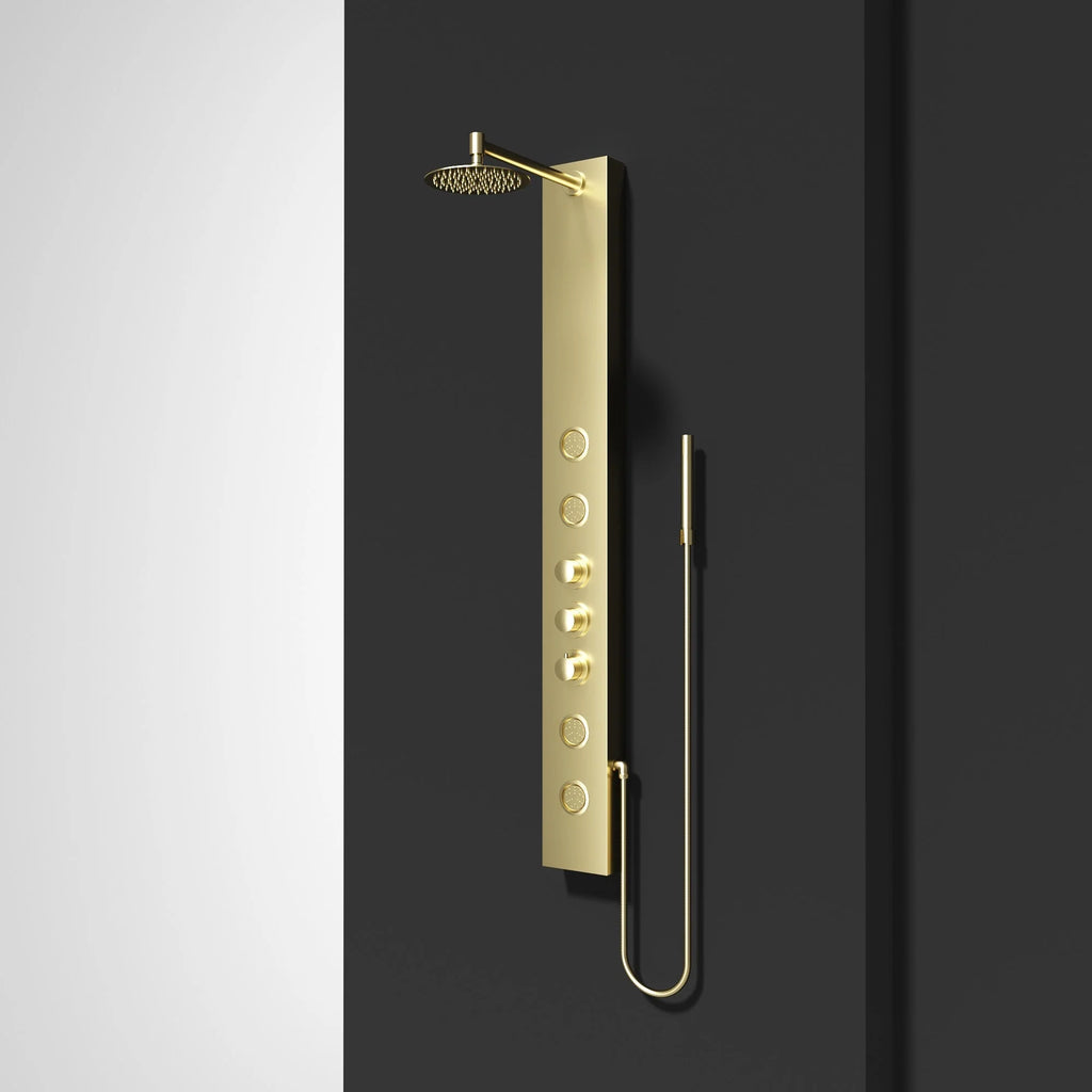 VIGO - Elan Ellington 4-Jet Shower Panel System In Matte Brushed Gold Model# VG08013MG