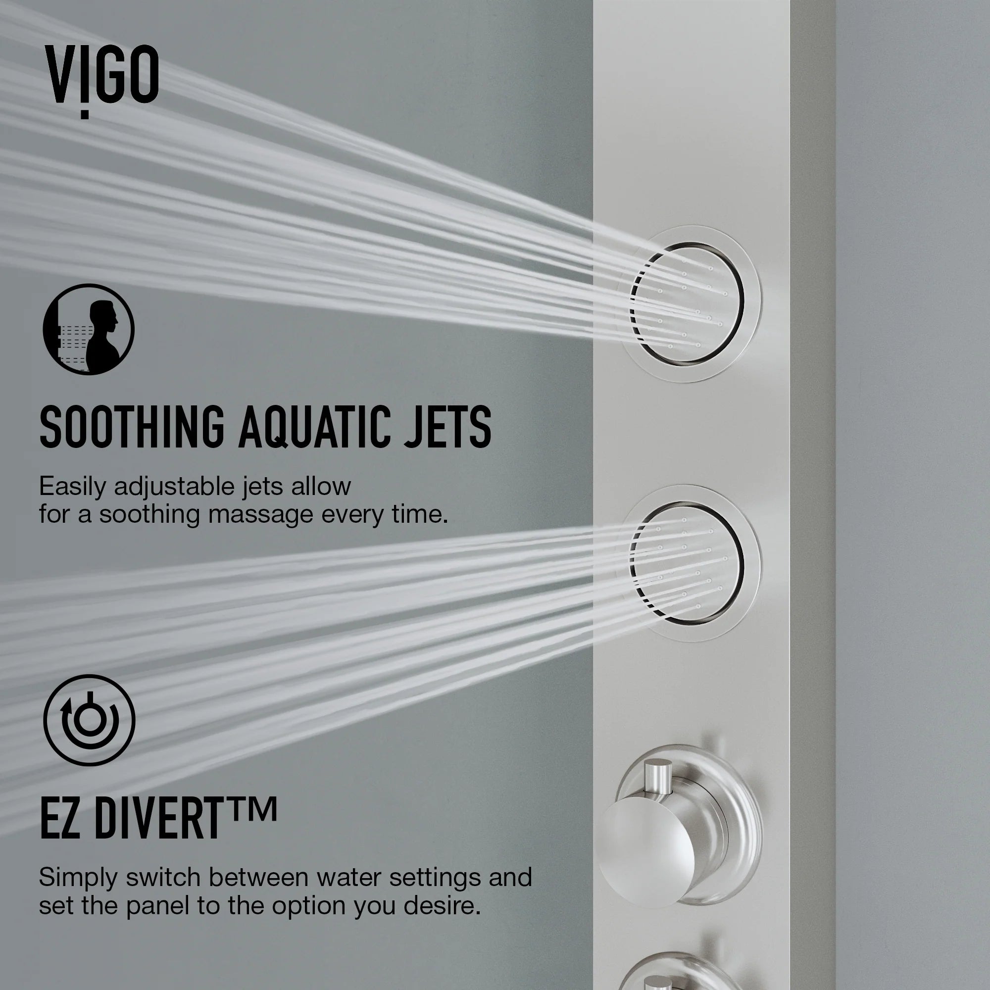VIGO - ELAN Sutton 4-Jet Shower Panel System In Stainless Steel Model# VG08018ST