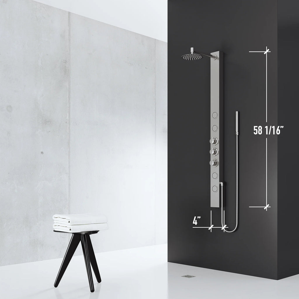VIGO - ELAN Sutton 4-Jet Shower Panel System In Stainless Steel Model# VG08018ST
