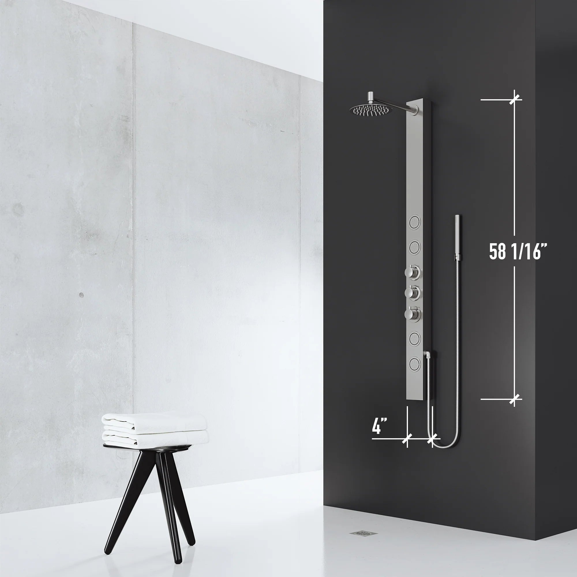 VIGO - ELAN Sutton 4-Jet Shower Panel System In Stainless Steel Model# VG08018ST