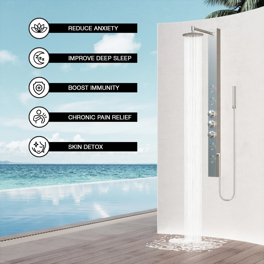 VIGO - ELAN Sutton 4-Jet Shower Panel System In Stainless Steel Model# VG08018ST
