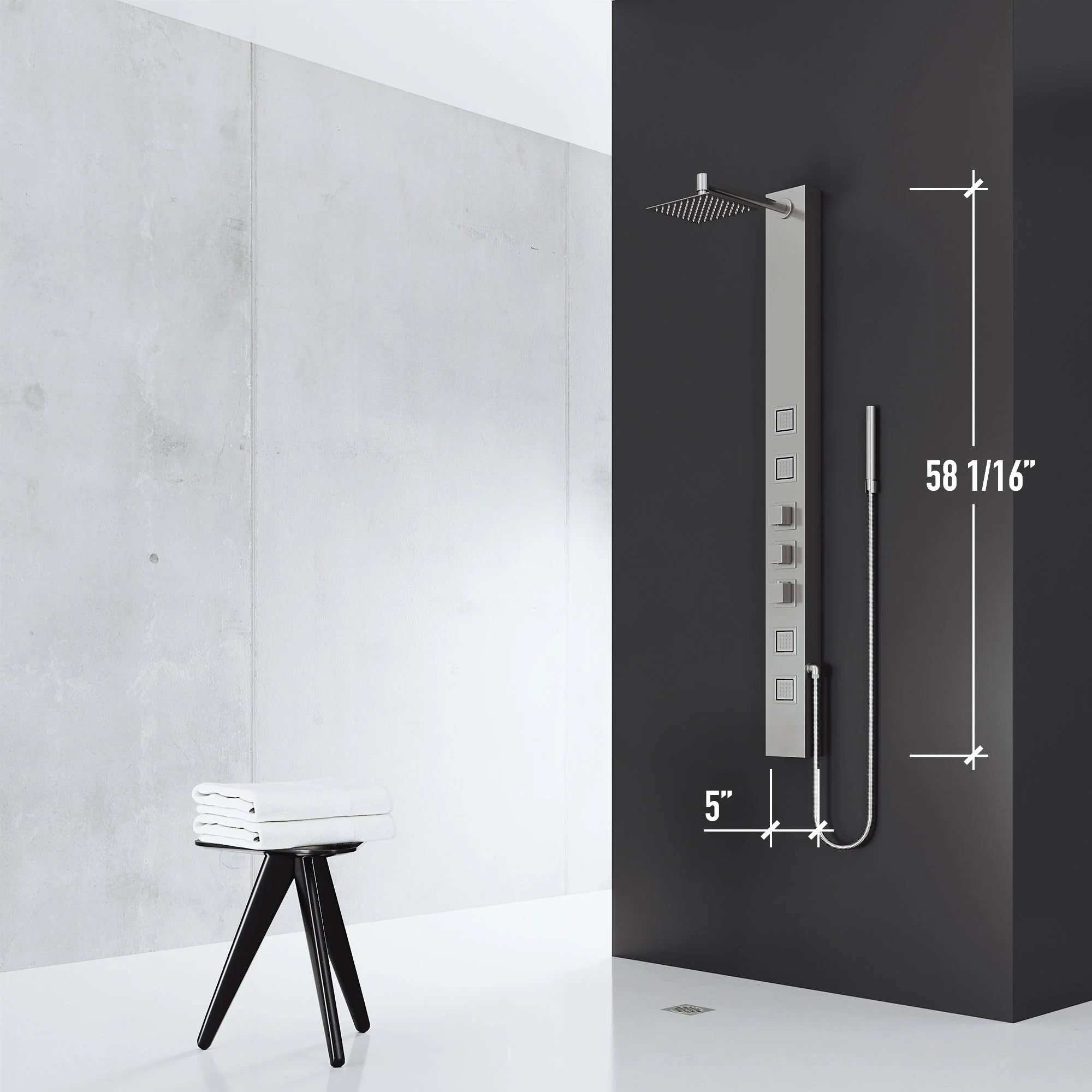 VIGO - Davidson Sutton 4-Jet Shower Panel System In Stainless Steel Model# VG08021ST