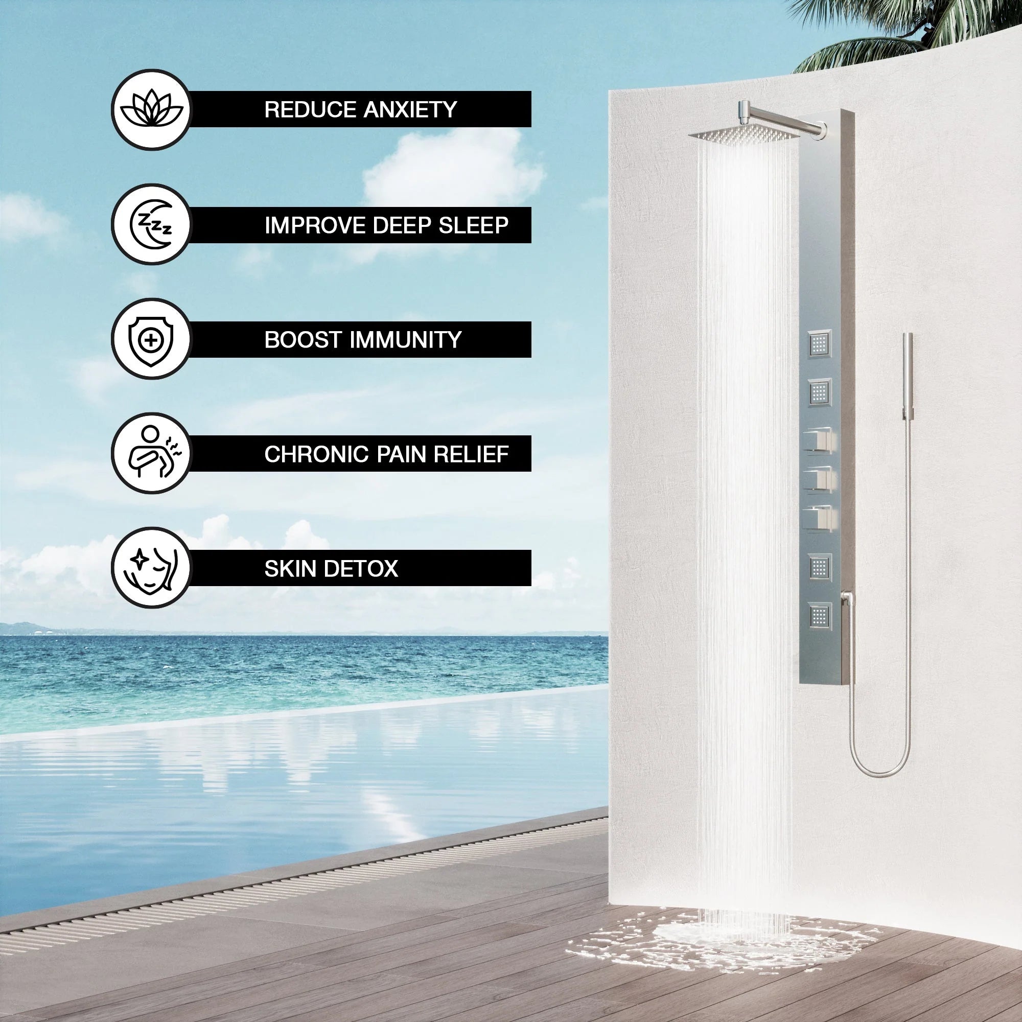 VIGO - Davidson Sutton 4-Jet Shower Panel System In Stainless Steel Model# VG08021ST
