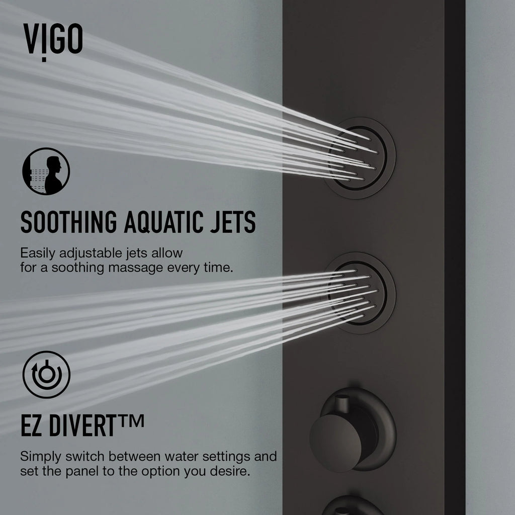 VIGO - Elan Bowery 4-Jet Shower Panel System With Tub Filler In Matte Black Model# VG08022MB