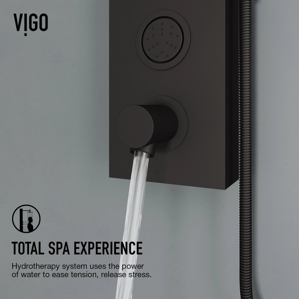 VIGO - Elan Bowery 4-Jet Shower Panel System With Tub Filler In Matte Black Model# VG08022MB