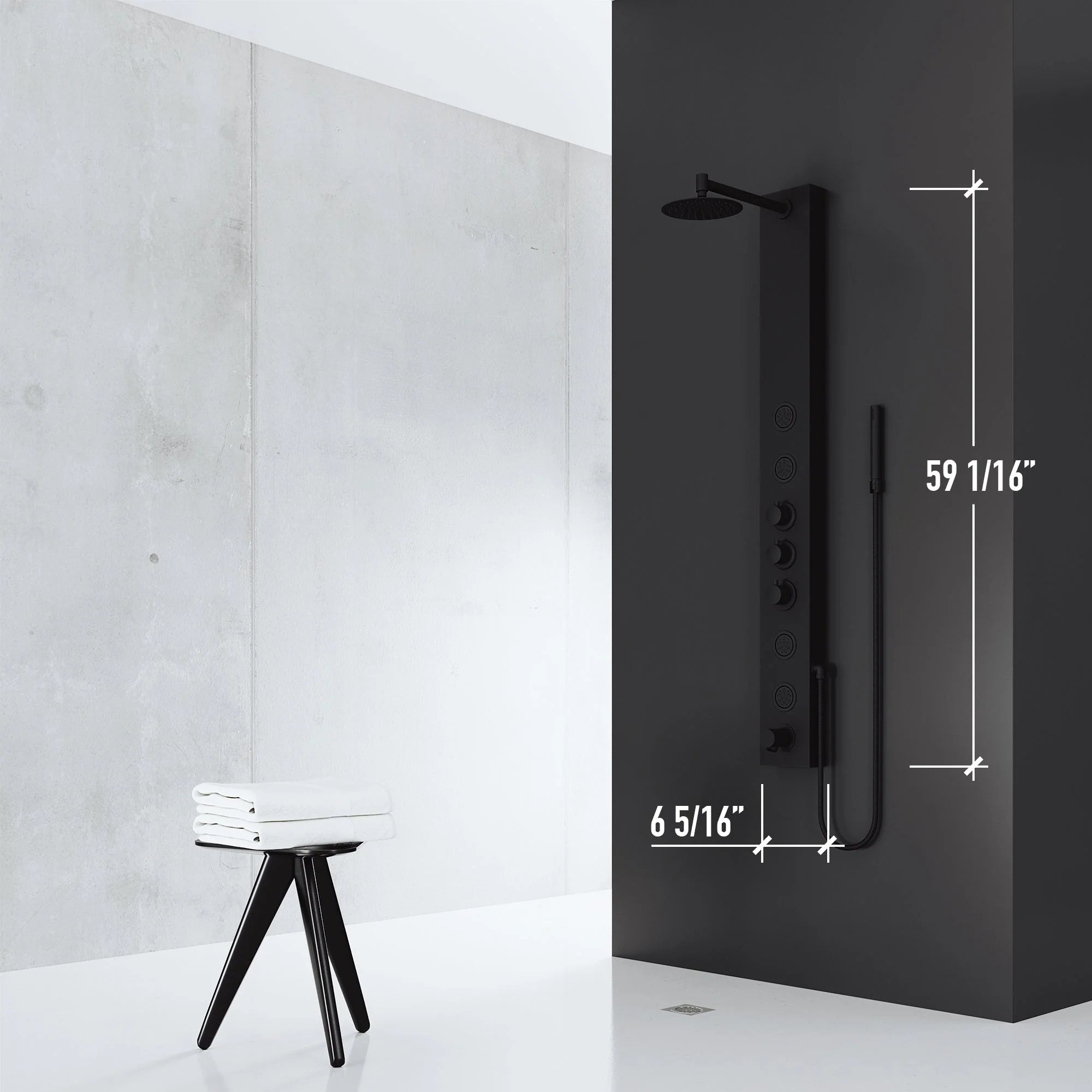 VIGO - Elan Bowery 4-Jet Shower Panel System With Tub Filler In Matte Black Model# VG08022MB